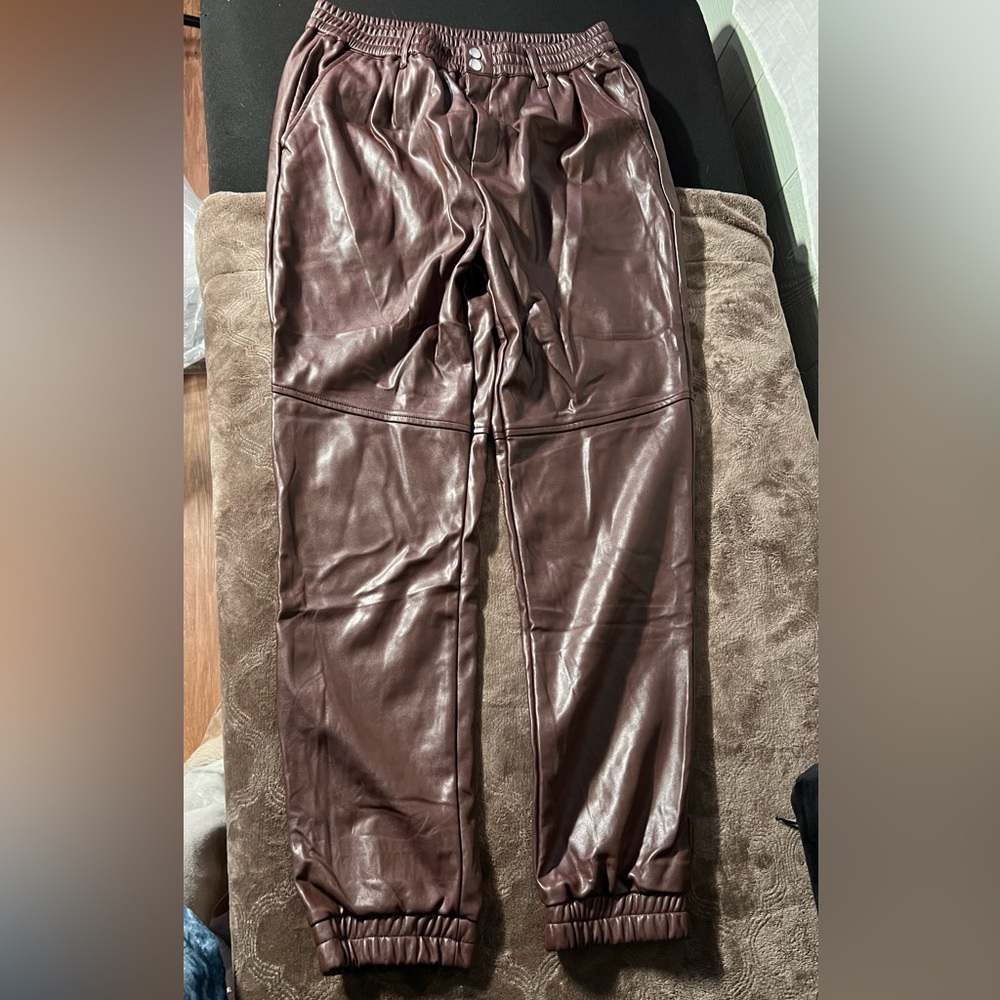 Chocolate Faux Leather Pants